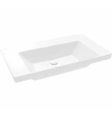 Раковина, Villeroy&Boch, Subway 3.0, шгв 800*470*120, отверстия для смесителя-отсутствуют, CeramicPlus, цвет-альпийский белый