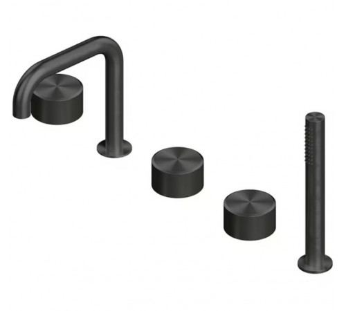 Смеситель для ванны и душа, Quadro design, Stereo, на борт ванны, цвет-Black gold PVD