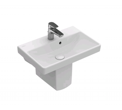 Раковина, Villeroy&Boch, Avento, шгв 550*370*105, отверстия для смесителя-1, CeramicPlus, цвет-камень белый