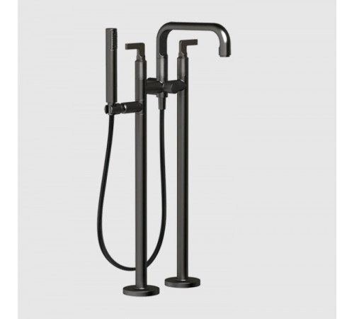 Смеситель для ванны и душа, Gessi, Inciso, напольный, цвет-Black Metal Brushed PVD