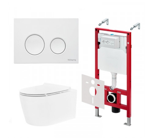 Комплект, TECE, TeceSpring Pro, подвесной, шгв 360*530*336, цвет унитаза-белый, цвет сиденья-белый, цвет клавиши-белый