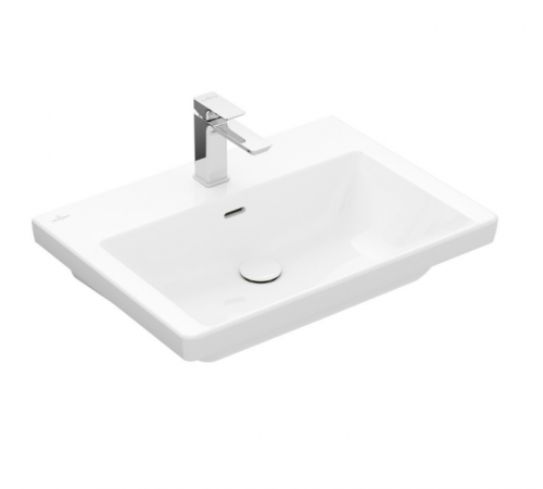 Раковина, Villeroy&Boch, Loop&Friends, шгв 560*380*120, отверстия для смесителя-отсутствуют, цвет-альпийский белый