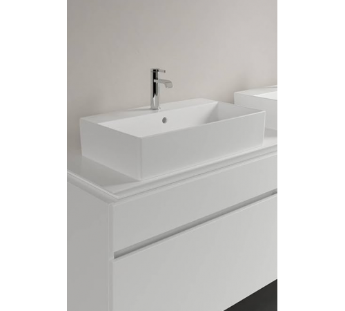Раковина, Villeroy&Boch, Memento 2.0, шгв 600*420*90, отверстия для смесителя-1 сквозное, 2 промаркированных, цвет-альпийский белый