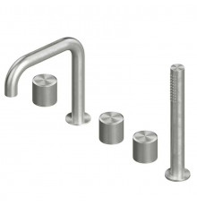 Смеситель для ванны и душа, Quadro design, Stereo, на борт ванны, цвет-Steel Brushed