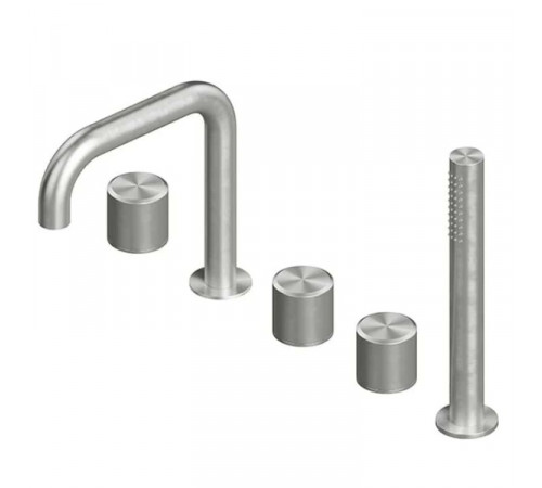 Смеситель для ванны и душа, Quadro design, Stereo, на борт ванны, цвет-Steel Brushed
