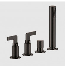 Смеситель для ванны и душа, Gessi, Inciso, на 2 потребителя, цвет-Black Metal Brushed PVD