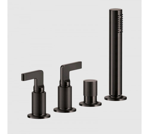 Смеситель для ванны и душа, Gessi, Inciso, на 2 потребителя, цвет-Black Metal Brushed PVD