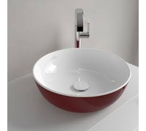 Раковина, Villeroy&Boch, Artis, шгв 430*430*130, отверстия для смесителя-отсутствуют, цвет снаружи/внутри-Bordeaux/белый
