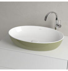 Раковина, Villeroy&Boch, Artis, шгв 610*410*130, отверстия для смесителя-отсутствуют, цвет снаружи/внутри-Sage Green/белый
