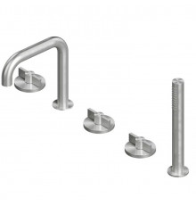 Смеситель для ванны и душа, Quadro design, Valvola01, на борт ванны, цвет-Steel Brushed