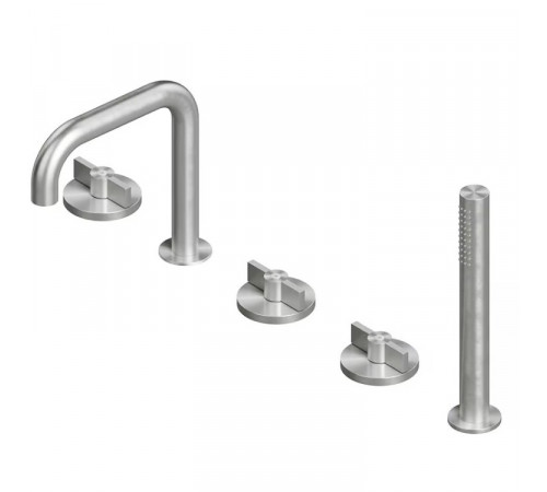 Смеситель для ванны и душа, Quadro design, Valvola01, на борт ванны, цвет-Steel Brushed