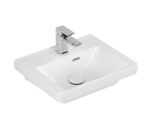 Раковина, Villeroy&Boch, Subway 3.0, шгв 450*370*100, отверстия для смесителя-1, CeramicPlus, цвет-альпийский белый