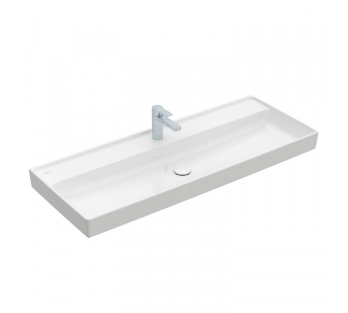Раковина, Villeroy&Boch, Collaro, шгв 1200*470*160, отверстия для смесителя-1 сквозное, 2 промаркированных, CeramicPlus, цвет-альпийский белый