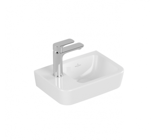 Раковина, Villeroy&Boch, O.Novo, шгв 360*250*95, отверстия для смесителя-1, CeramicPlus, AntiBac, цвет-альпийский белый