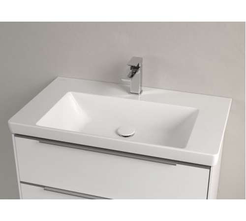 Раковина, Villeroy&Boch, Subway 3.0, шгв 800*470*120, отверстия для смесителя-1 сквозное, 2 промаркированных, CeramicPlus, цвет-альпийский белый
