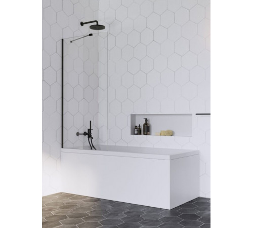 Шторка на ванну, Radaway, Idea Black PNJ 80, шв 800*1500, цвет фурнитуры-черный, цвет стекла-прозрачный, Easy Clean