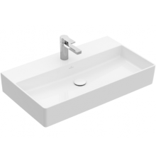 Раковина, Villeroy&Boch, Memento 2.0, шгв 800*470*135, отверстия для смесителя-1 сквозное, 2 промаркированных, CeramicPlus, цвет-альпийский белый