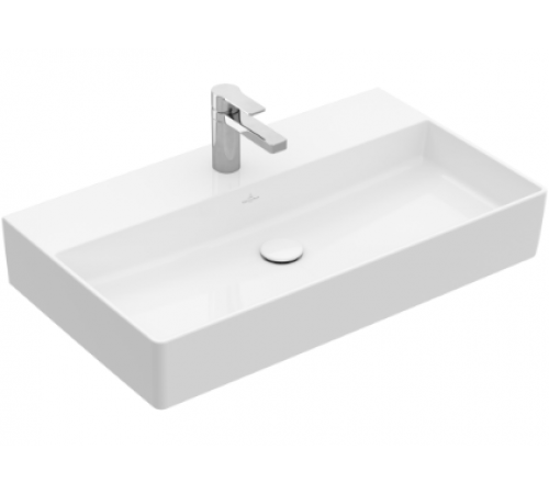 Раковина, Villeroy&Boch, Memento 2.0, шгв 800*470*135, отверстия для смесителя-1 сквозное, 2 промаркированных, цвет-альпийский белый