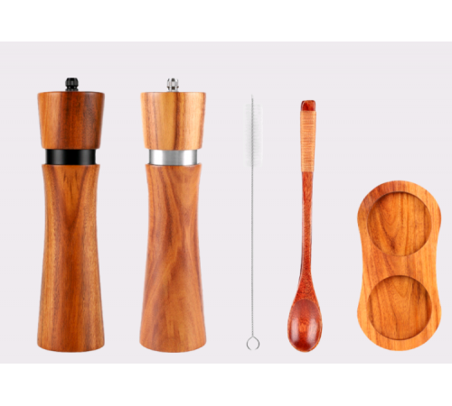 Набор мельниц для специй на подставке, Omoikiri Home, GR-02-SET, материал-древесина акации