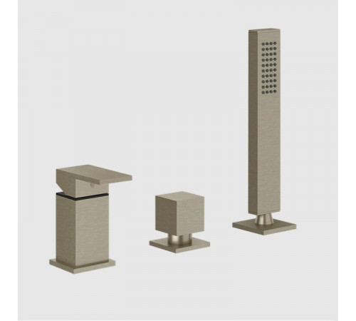 Смеситель для ванны и душа, Gessi, Rettangolo, на 2 потребителя, цвет-Finox Brushed Nickel