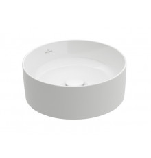 Раковина, Villeroy&Boch, Collaro, шгв 400*400*145, отверстия для смесителя-отсутствуют, CeramicPlus, цвет-Stone White