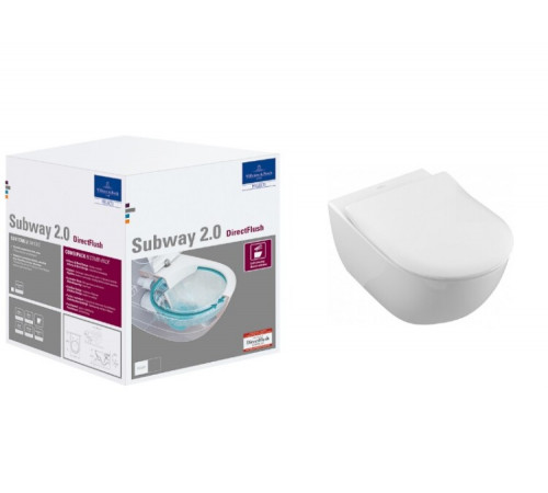 Унитаз, Villeroy&Boch, Subway 2.0, подвесной, шгв 370*560*365, CeramicPlus, цвет-альпийский белый