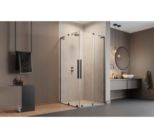 Дверь, Radaway, Furo SL KDD, шв 1000*2000, петли-слева, GunMetal Brushed, цвет стекла-прозрачный, Easy Clean