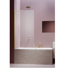 Шторка на ванну, Radaway, Idea Black PNJ 80, шв 800*1500, цвет фурнитуры-brushed light gold, цвет стекла-прозрачный, Easy Clean