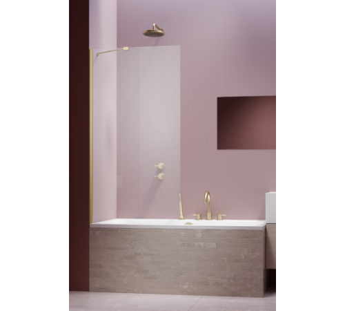 Шторка на ванну, Radaway, Idea Black PNJ 80, шв 800*1500, цвет фурнитуры-brushed light gold, цвет стекла-прозрачный, Easy Clean
