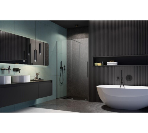 Дверь, Radaway, Furo DWJ, шв 622*2000, петли-слева, GunMetal Brushed, цвет стекла-прозрачный, Easy Clean
