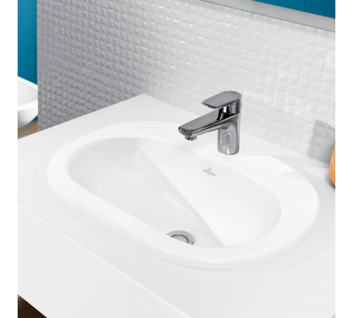 Раковина, Villeroy&Boch, O.Novo, шгв 560*405*120, отверстия для смесителя-1 сквозное, 2 промаркированных, CeramicPlus, цвет-альпийский белый