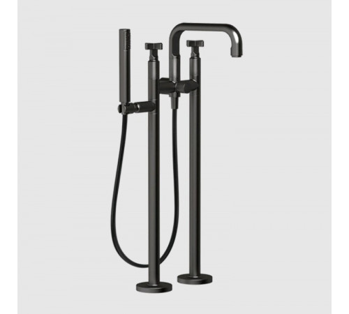 Смеситель для ванны и душа, Gessi, Inciso, напольный, цвет-Black Metal Brushed PVD