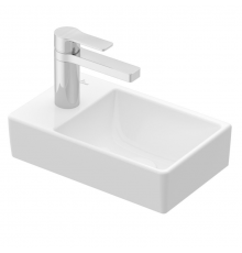 Раковина, Villeroy&Boch, Avento, шгв 360*220*90, справа, отверстия для смесителя-1, CeramicPlus, цвет-камень белый