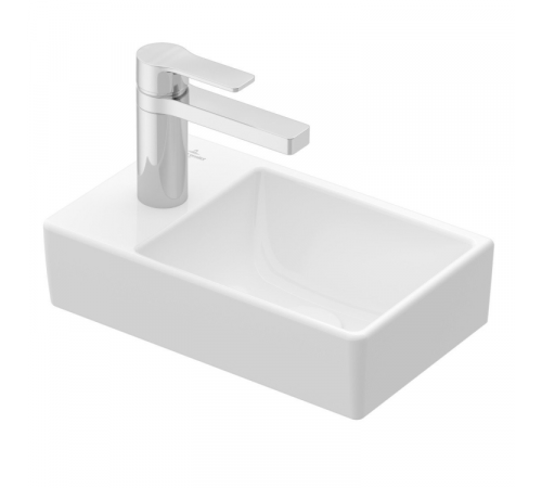 Раковина, Villeroy&Boch, Avento, шгв 360*220*90, справа, отверстия для смесителя-1, CeramicPlus, цвет-камень белый