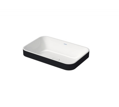 Раковина, Duravit, Happy D.2 Plus, шгв 600*400*165, отверстия для смесителя-отсутствуют, цвет-белый/антрацит матовый