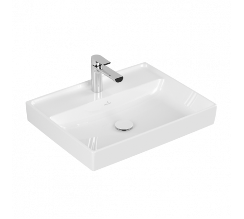 Раковина, Villeroy&Boch, Collaro, шгв 600*470*160, отверстия для смесителя-1 сквозное, 2 промаркированных, CeramicPlus, цвет-альпийский белый