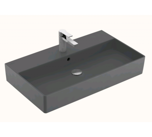 Раковина, Villeroy&Boch, Memento 2.0, шгв 800*470*135, отверстия для смесителя-1 сквозное, 2 промаркированных, CeramicPlus, цвет-Graphite