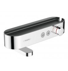 Смеситель для ванны и душа, Hansgrohe, ShowerTablet Select, с полочкой из матового черного пластика, цвет-хром