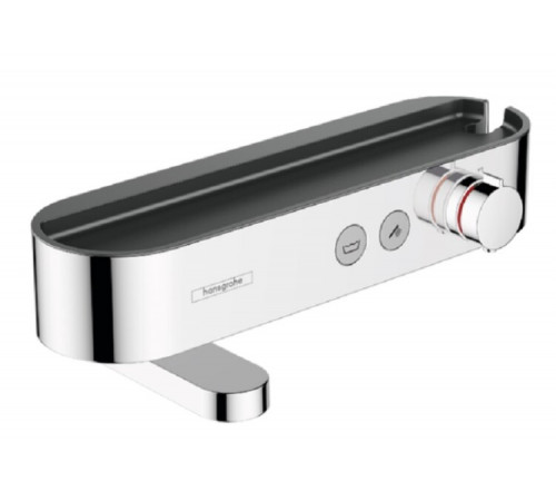 Смеситель для ванны и душа, Hansgrohe, ShowerTablet Select, с полочкой из матового черного пластика, цвет-хром