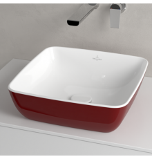 Раковина, Villeroy&Boch, Artis, шгв 410*410*130, отверстия для смесителя-отсутствуют, цвет снаружи/внутри-Bordeaux/белый