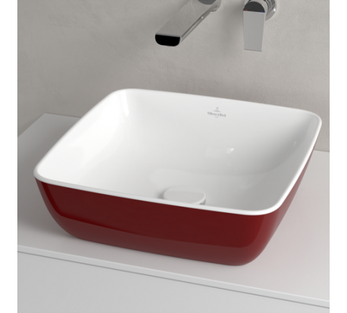 Раковина, Villeroy&Boch, Artis, шгв 410*410*130, отверстия для смесителя-отсутствуют, цвет снаружи/внутри-Bordeaux/белый