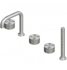 Смеситель для ванны и душа, Quadro design, Stereo, на борт ванны, цвет-Steel Brushed