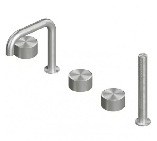 Смеситель для ванны и душа, Quadro design, Stereo, на борт ванны, цвет-Steel Brushed