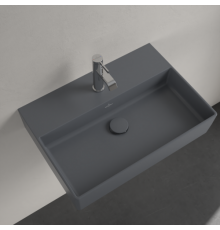 Раковина, Villeroy&Boch, Memento 2.0, шгв 600*420*140, отверстия для смесителя-1 сквозное, 2 промаркированных, CeramicPlus, цвет-Graphite