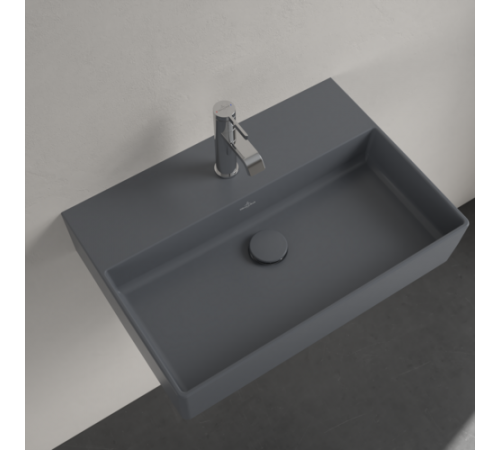 Раковина, Villeroy&Boch, Memento 2.0, шгв 600*420*140, отверстия для смесителя-1 сквозное, 2 промаркированных, CeramicPlus, цвет-Graphite