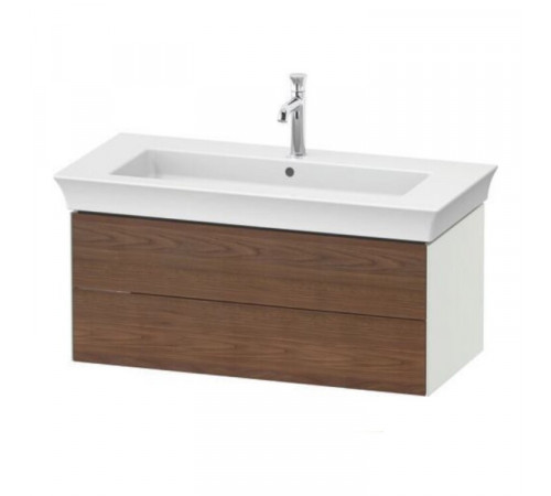 Тумба под раковину, Duravit, White Tulip, шгв 984*458*410 мм, раковина-необходимо заказать, цвет- белый шелковисто-матовый/Амер. орех массив дерева