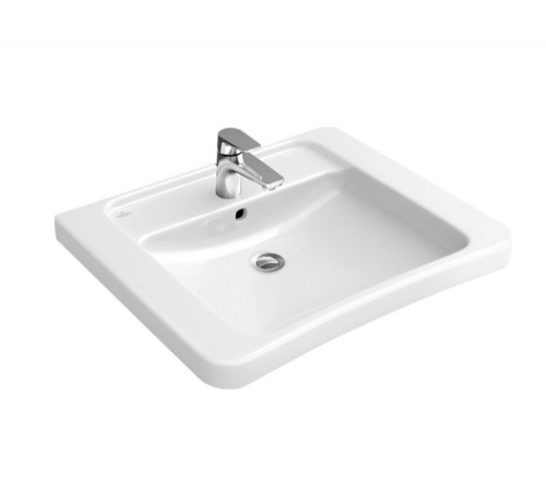 Раковина, Villeroy&Boch, ViCare, шгв 650*550*190, отверстия для смесителя-1, цвет-альпийский белый