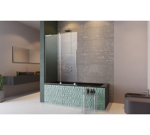 Шторка на ванну, Radaway, Furo SL PND II, шв 538*1500, петли-слева, цвет фурнитуры-хром, цвет стекла-прозрачный, Easy Clean