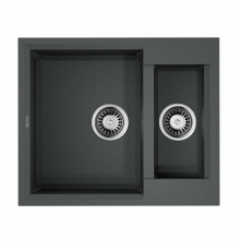 Мойка, OMOIKIRI, Sakaime, шгв 600*500*210, отверстия для смесителя-4 промаркированных, чаши-2, цвет-платина