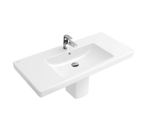Раковина, Villeroy&Boch, Subway 2.0, шг 800*470, отверстия для смесителя-1 сквозное, 2 промаркированных, CeramicPlus, цвет-альпийский белый